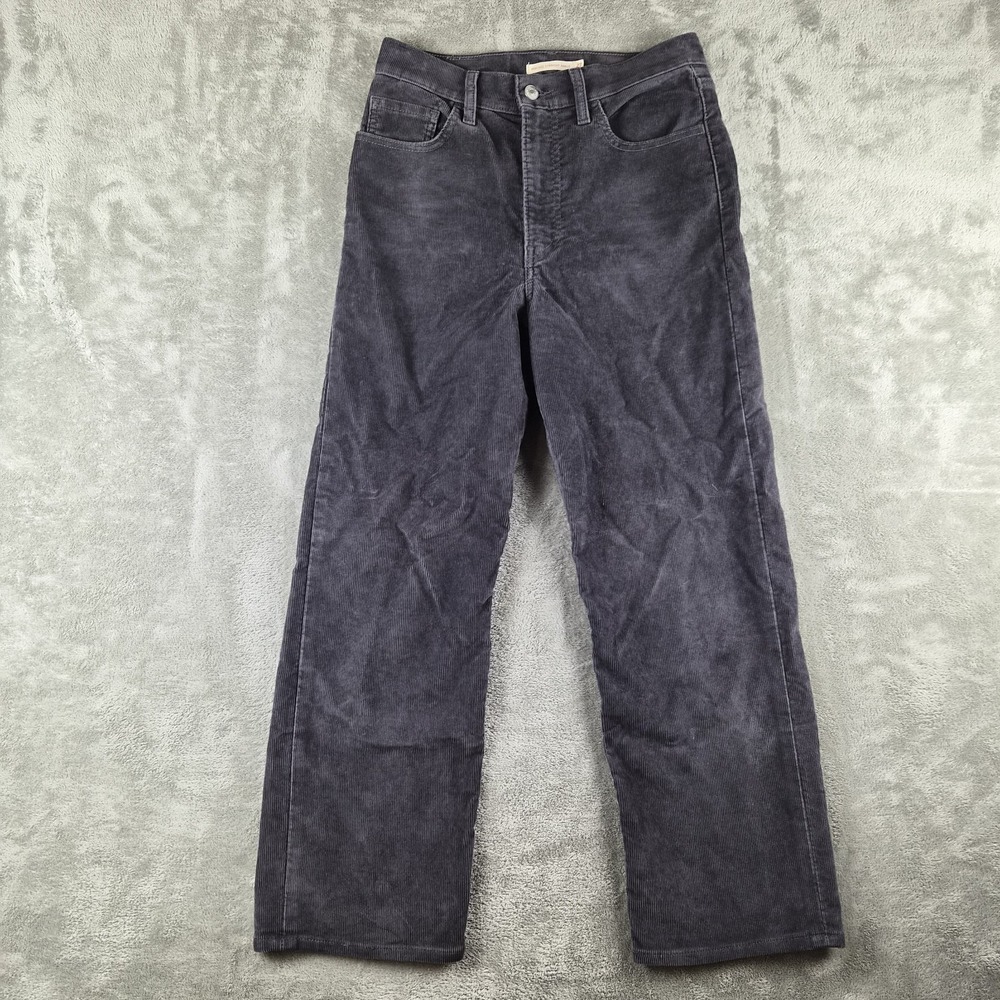 Levis Corduroy Pants Womens 27x26 Dark Gray Ribcage Straight Ankle Stretch